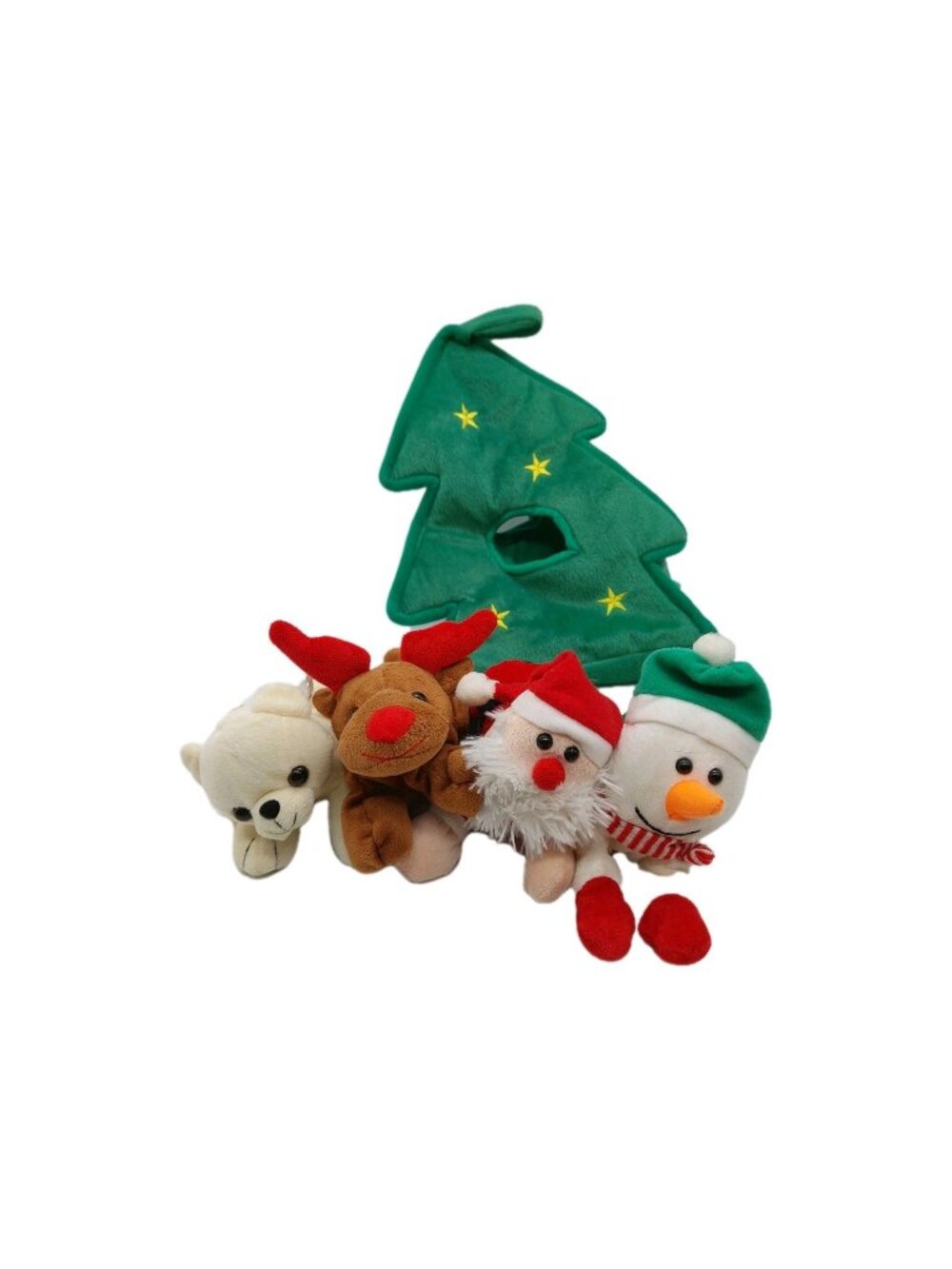 Unipak Christmas Tree House 4 Plush Stuffed Holiday 12" Santa Snowman Reindeer